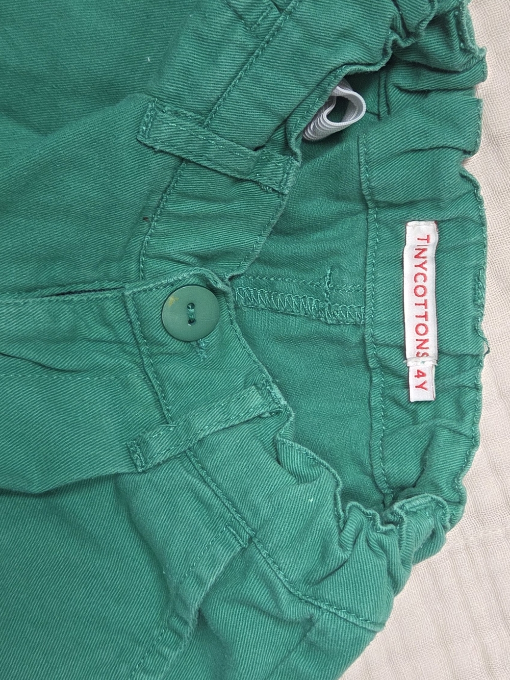 Tinycottons Barcelona Emerald Green Cotton Adjustable Elastic Waist Pants Size 4